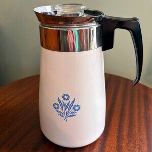 Vintage Complete Corning Ware Blue Cornflower 9 Cup Percolator
